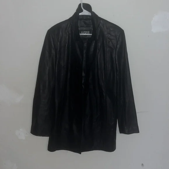 KASPER Men's Premium 3/4 Length Black Leather Coat - Picture 4 of 8